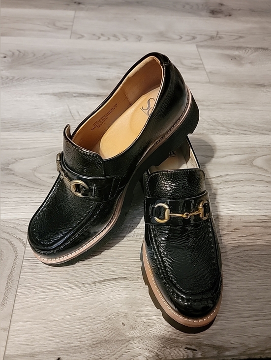 Sofft Black Patent Leather Bit Loafers with Gold Hardware main image 8